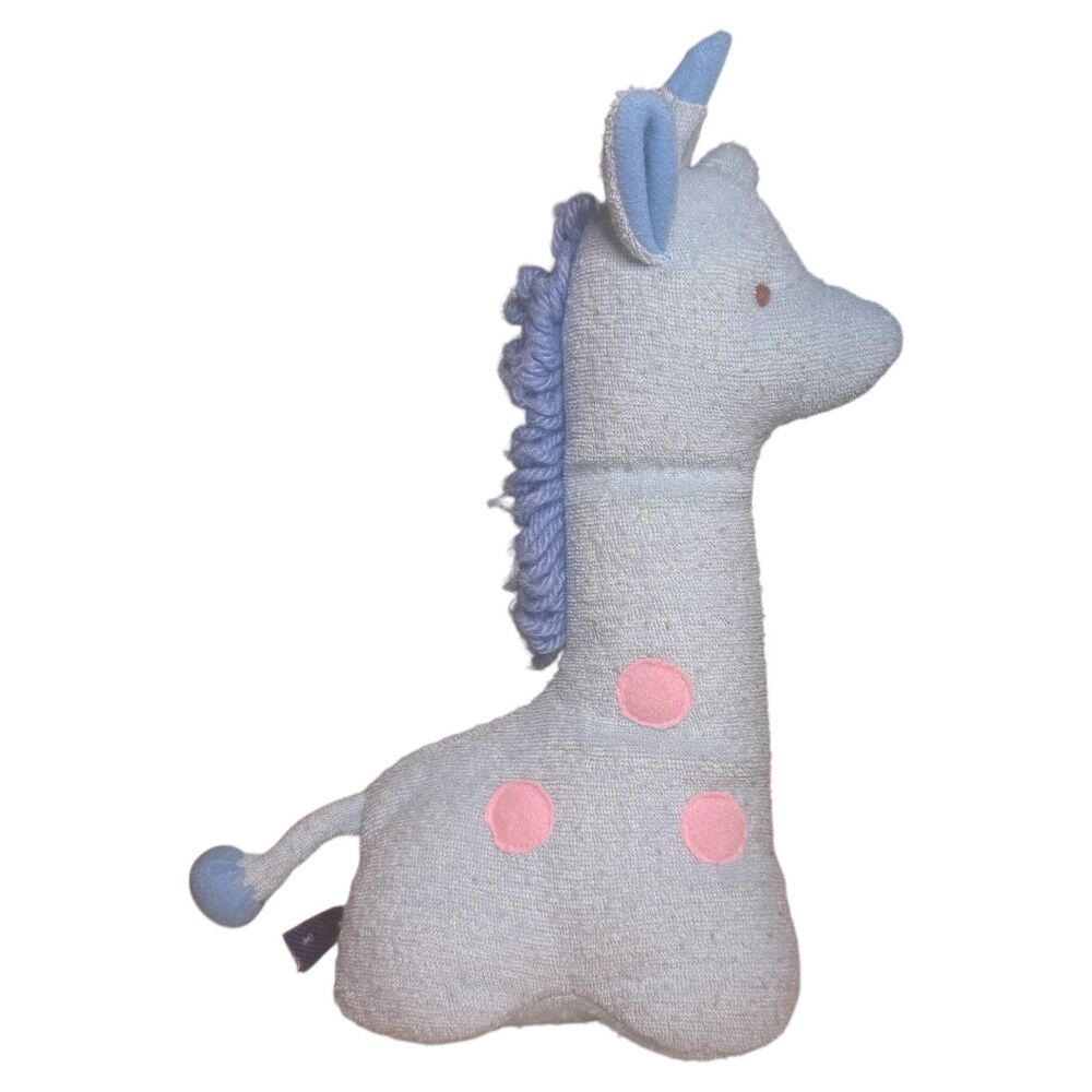 VTG Infantino Giraffe Plush Rattle Blue Pink Y2K Baby Sensory Toy Nursery Retro